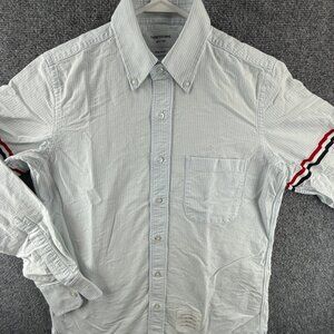Thom Browne OCBD Striped Blue Italy Made Cotton Pocket Size 0 Oxford Cloth